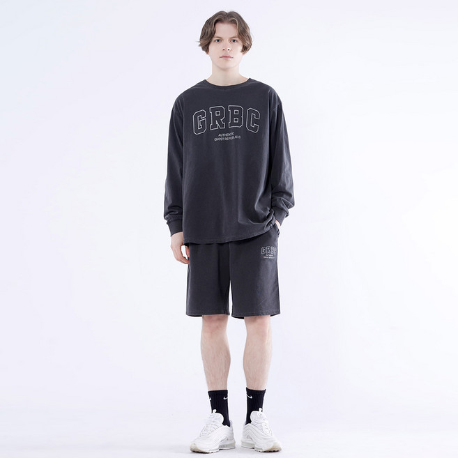 고스트리퍼블릭 GRBC 시그니처 피그먼트 오버핏 긴팔 티셔츠 + 반바지 팬츠 트레이닝 세트 GTS-95202