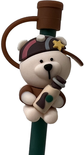 귀여운 캐릭터 텀블러 실리콘 빨대 마개 커버 50종 모음 뚜껑 꽃 동물 러브 7mm, 1개, 힙합곰