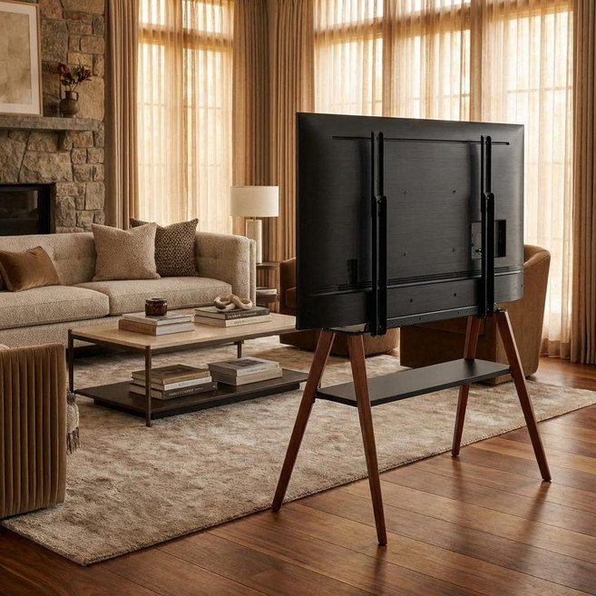 [지마운트] 이젤형 티비 거치대 75인치 대형 TV 스탠드 블랙 선반포함, GMT-FS4604WDBS