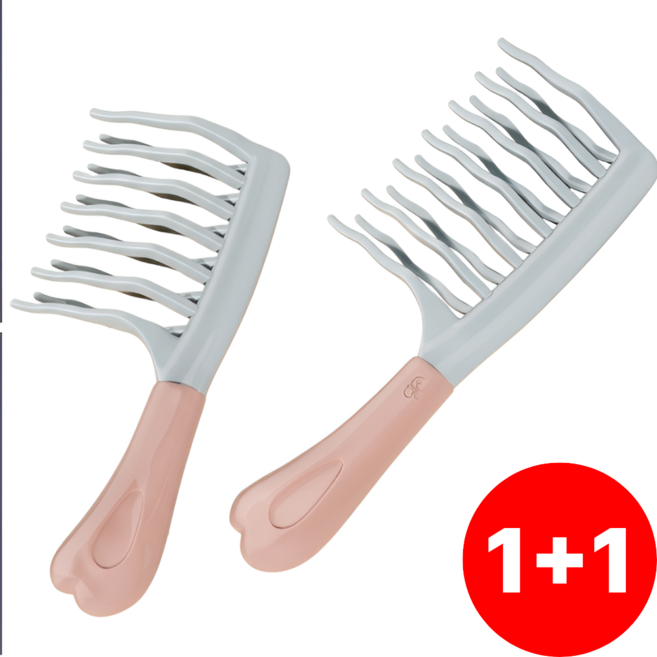 [1+1] 뱀수 파마 머리빗 커브 헤어 브러쉬, 2개, 올리브 그린+올리브 그린