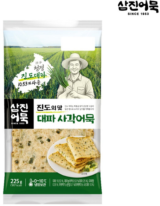[삼진어묵] 대파사각어묵 225g, 1개