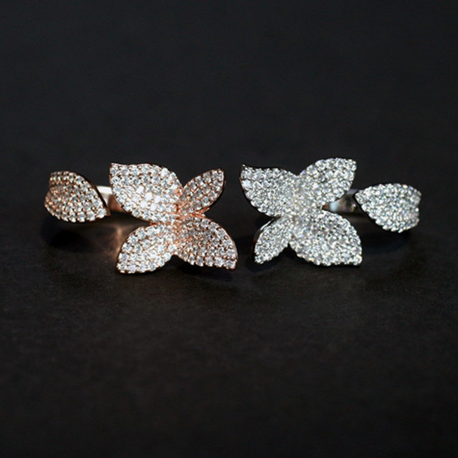 샌프란제이 프리미엄 큐빅 파베 플라워 링