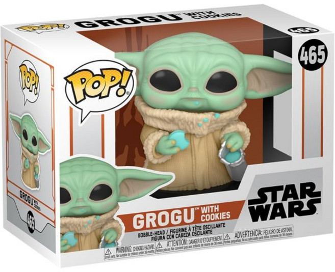 펀코 Funko 팝 스타워즈 만달로리안 쿠키와 함께하는 그로구 더 차일드 베이비 요다 수집 바이닐 피규어 선물 아이디어 공식 상품 키즈 TV 팬, 1개