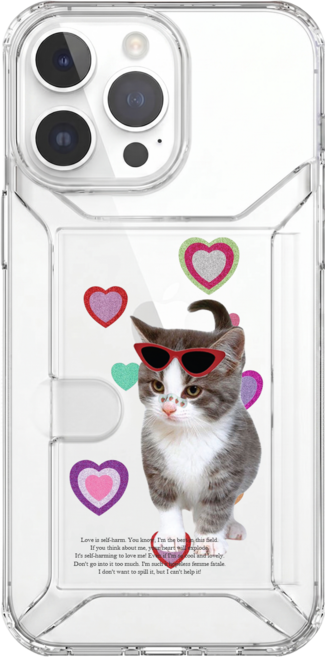 언피넛[슬라이드 카드수납] 사랑은 고양이 토끼 슬라이드 카드지갑 젤리 케이스