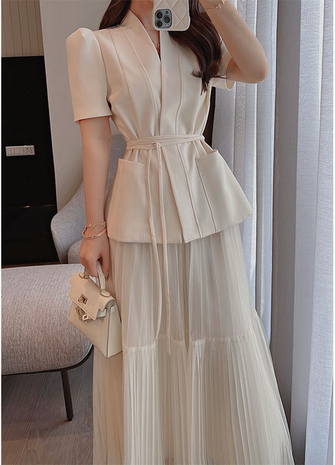 해피유통 여성 투피스세트 정장 코트 +스커트 세트 jhwj