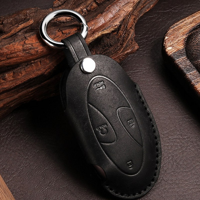 HAKO 라이트 천연소가죽 차키케이스 (현대호환), H-09 (5버튼), 블랙