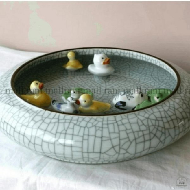 라니mall 물에 뜨는 도자기 물고기 고양이 장난감 정수기 청오리, 옐오리1, 1개