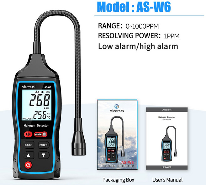 구취 입냄새 측정기 Aicevoos 디지털 할로겐 가스 감지기 프레온 테스터 에어컨 냉동 시스템 감지 도구 R22A R134a R410a 1.W6, W6, 1개