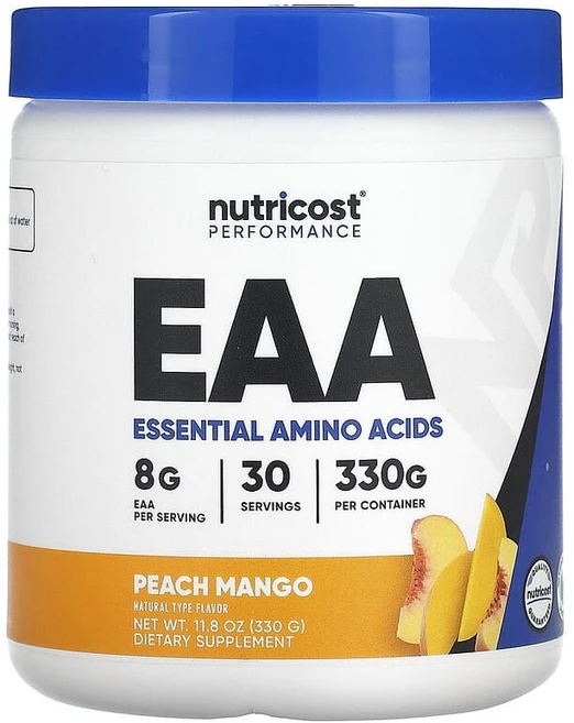 Nutricost 운동 능력 EAA 분말 복숭아 망고 330g(11.8oz) NCS-67361, 330g, 1 - 쿠팡