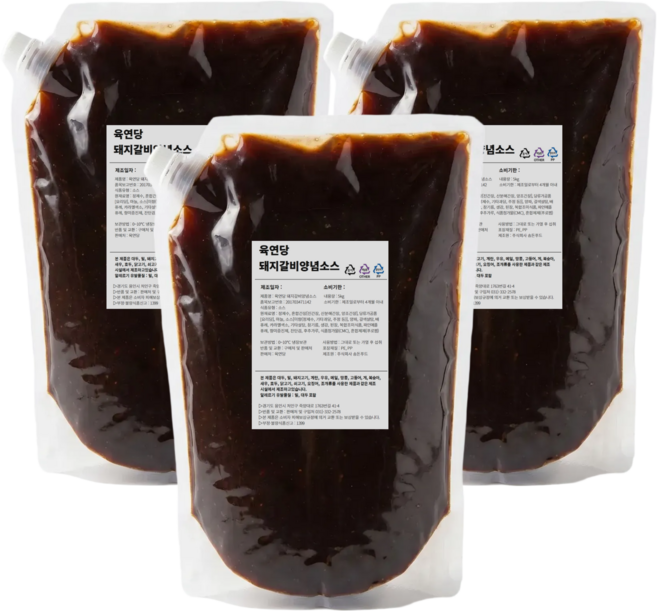 육연당 돼지갈비양념 업소용 5kg 대용량 숯불양념 고기소스, 3개