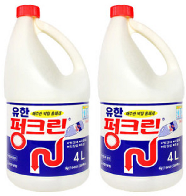 유한락스 펑크린 4L 2개 /배수구클리너 배수구세정제 락스