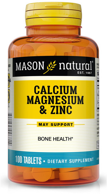 Mason Naturals 無糖鈣鎂鋅補充錠, 100顆, 1罐