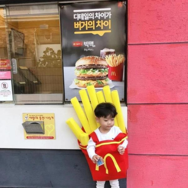 할로윈 창의력 재미있는 스푸프 감자 튀김 아기 코스튬 세트 귀여운 무대 공연 의상 점프 슈트