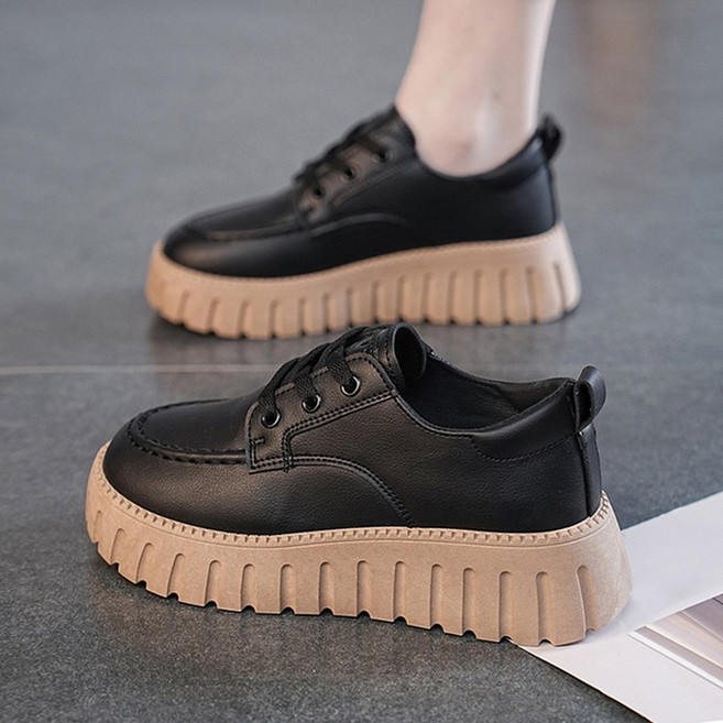 지디오 여성 통굽 스니커즈 5cm 가죽 운동화 간절기 신발