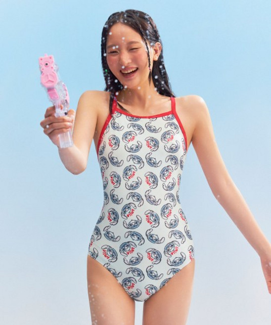 매장정품 레노마 RENOMA RENOMASWIM [디즈니] 여성 스티치 브리즈립 싱글스트랩 원피스 아이보리 RN-LS2F594-IV 5016138024 625088, IV(아이보리), 95