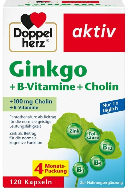 도펠헤르츠 은행 나무 Ginkgo 비타민B 120캡슐, 1개, 120정 - 쿠팡