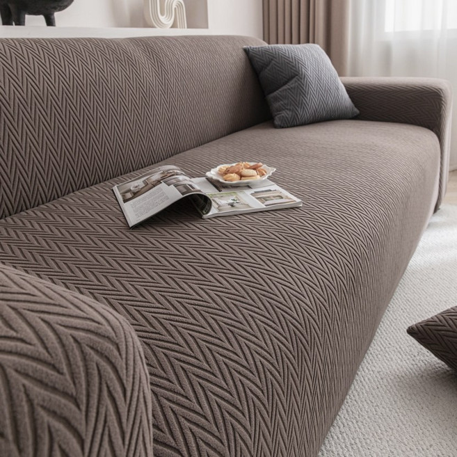 라비드엘 소프트 스트레치 헤링본 풀커버 쇼파 커버, 1개, 브라운