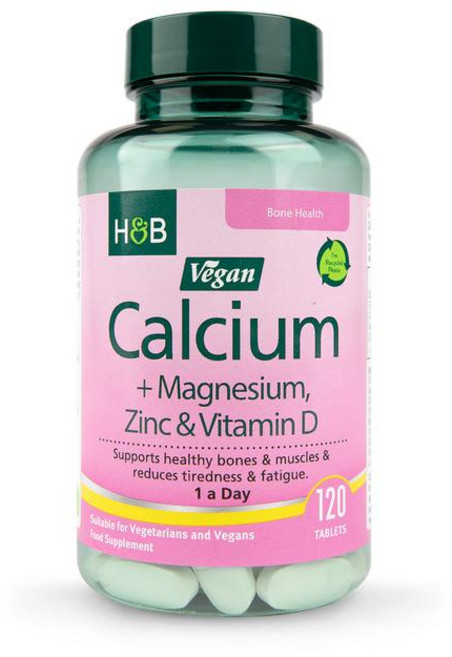 H&B Vegan Calcium Magnesium Vitamin D Zinc 홀랜드앤바렛 비건 칼슘 마그네슘 비타민 D 아연, 6개, 120정