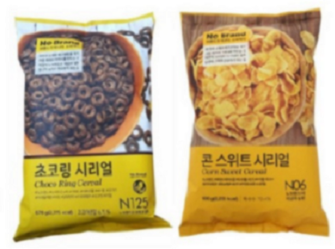 노브랜드 시리얼 초코링과 콘스위트 대용량 2팩, 1세트
