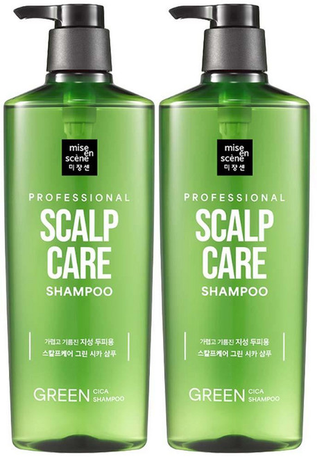 [미쟝센]미쟝센 스칼프케어 그린 시카 샴푸 680ml 가렵고 기름진 지성두피용, 2개