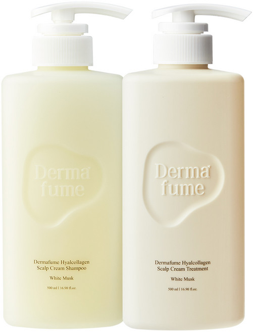 더마퓸 히알콜라겐 두피 샴푸 500ml 1개 + 트리트먼트 500ml 1개 화이트 머스크향, 1세트