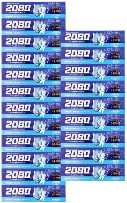 2080 파워쉴드 플러스 블루 더블민트 치약, 140g, 21개