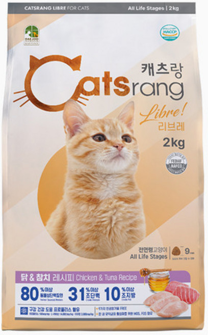 더샵+//캐츠랑 전연령 리브레 2kg(고양이사료), 닭+참치, 2kg, 1개