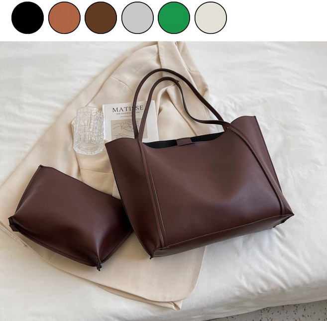 아이엔엠디 무지 가죽 토트백 빅백 숄더백 쇼퍼백 가방 HB118 / 이너핸드백포함