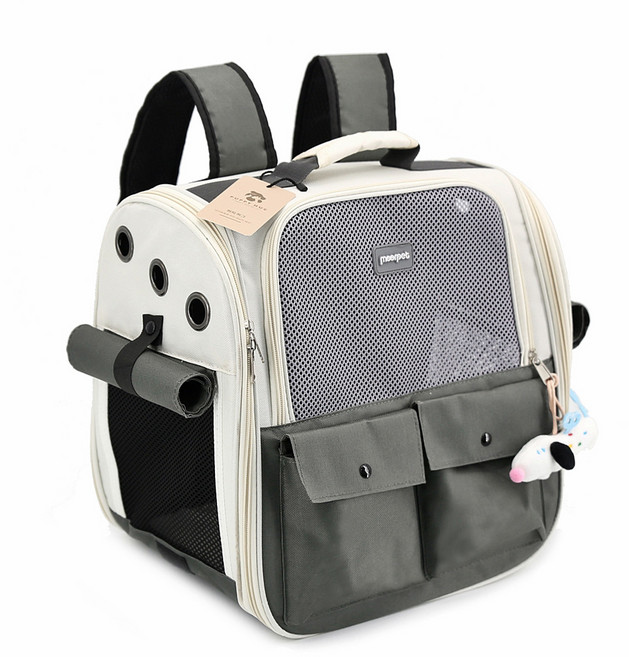 퍼피허그 Mongle 강아지 백팩 산책가방 이동 가방 고양이 애견 캐리어 기내용 컨넬 카시트 배낭, 그레이, 1개