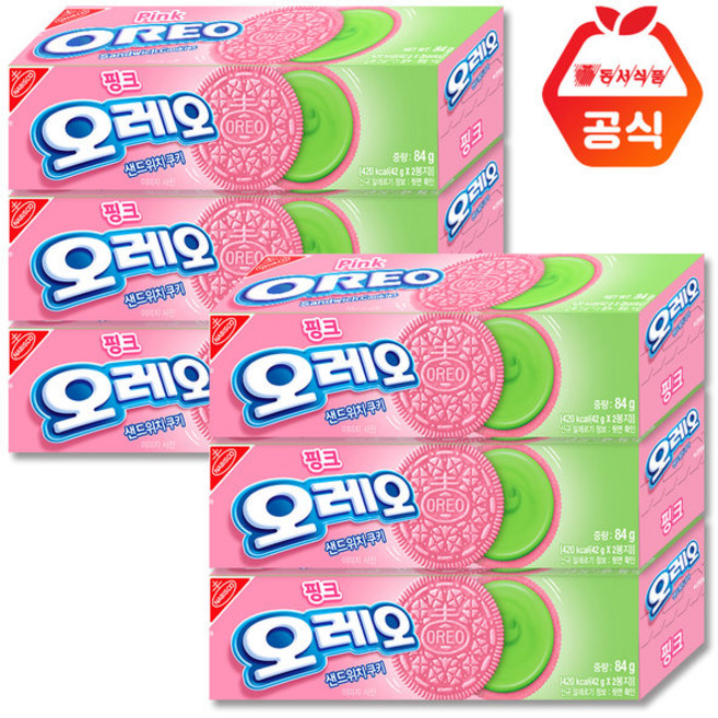 오레오 핑크 녹차맛 샌드위치쿠키 84g x6개, 6개
