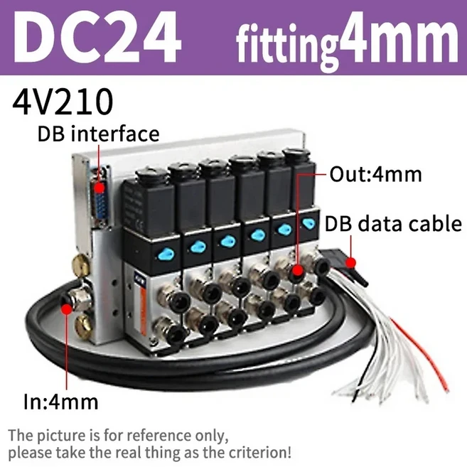 솔레노이드 밸브 그룹 세트 마그네틱 매니폴드 버스 타입 플러그인 실린더 제어 반전 조합 DC24 4V210-08, 1) DC24V 4mm - 4 Stations