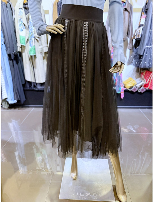 [제시뉴욕] 큐빅 라인 샤 스커트 DE15NSSP5620