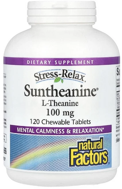 내츄럴팩터 스트레스 릴렉스 썬테아닌 200mg 츄어블 120정 2개 - 쿠팡