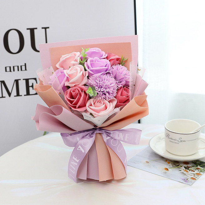 香皂花束，情人節、畢業、母親節、教師節、生日禮物, 1個, 紫色