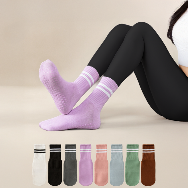 필라테스 양말 3묶음 롱삭스(스트라이프) 프리미엄 요가 미끄럼방지 헬스
