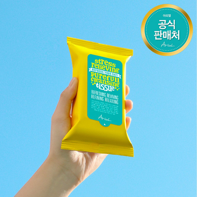 아리얼 스트레스 릴리빙 퓨어풀 클렌징 티슈 15매, 15매입, 1개