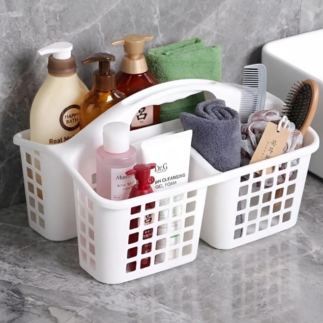 심플딤플 3단 목욕 바구니 샤워 수영장 세면도구 가방, 퓨어 화이트