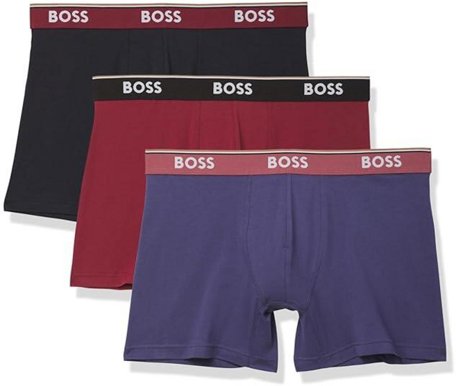 Hugo Boss 남성용 면 사각 팬티 3팩 트루 블루/스카이 캡틴/포지 아이언 L