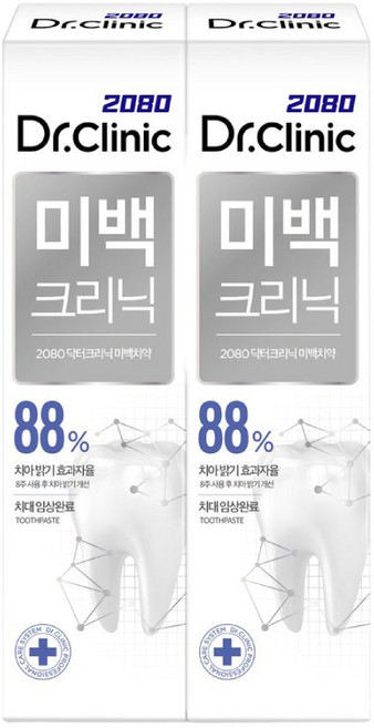 2080 닥터크리닉 미백 크리닉 치약 100g 2입, 1개