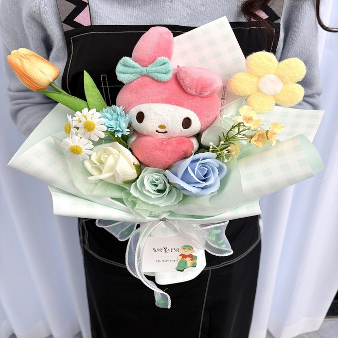 토닥꽃상점 산리오 하트키링 꽃다발 마이멜로디 1, 쿠로미, X