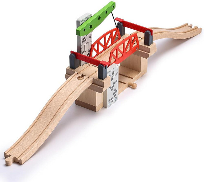 SainSmart Jr. 나무 기차 세트 액세서리 움직일 수 있는 리프팅 브릿지 세트 아동용 트랙 포함 토마스 브리오 처깅턴 멜리사 및 더그와 호환 가능 121252, SainSmart Jr. 나무 기차 세트 액세서리, 움