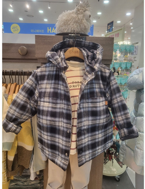 [치크]패딩 체크 셔켓CKJP25W3B 셔츠같은패딩