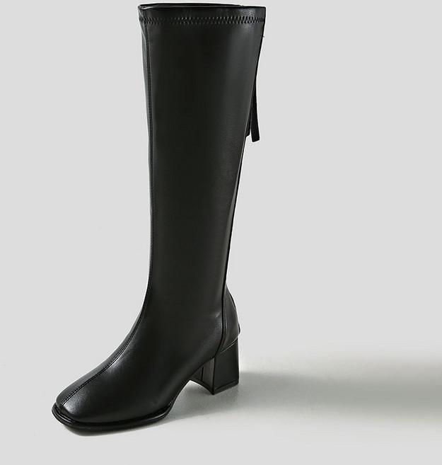 렌느 스퀘어 통굽 롱부츠(6cm)