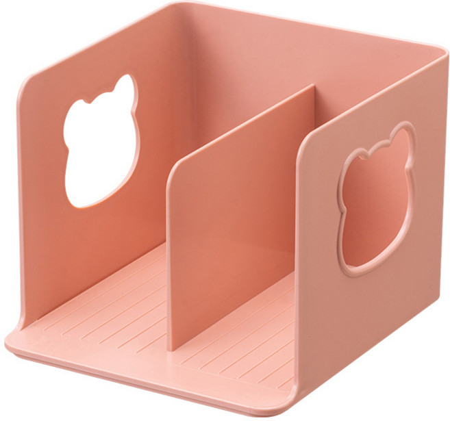 따봉오빠 파스텔 곰돌이 데스크 책꽂이 정리 2칸 북엔드 RDB124, 핑크