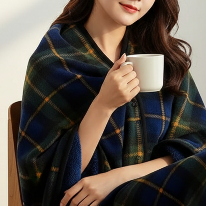 라온커넥션 똑딱이 단추 극세사 양면 입는 담요