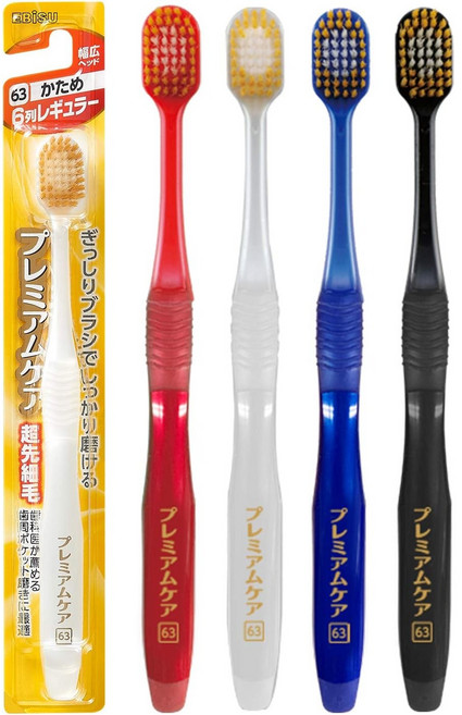 EBISU 에비스 칫솔 63 일본 프리미엄 케어 단단한 모, 3개, 1개입