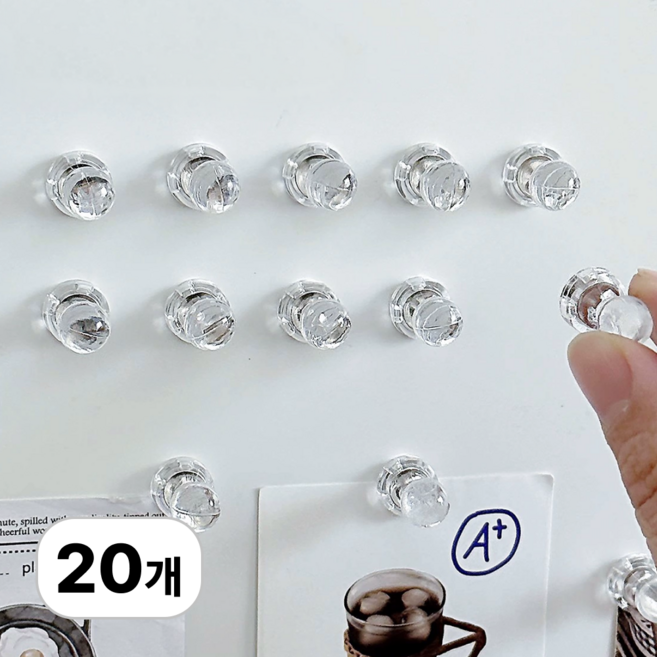 로멀리 체스형 고리자석 후크 마그네틱 20p, 투명