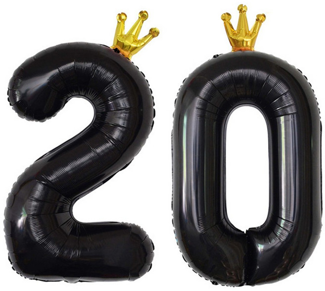 이벤트홀릭 초대형 왕관 숫자은박풍선, 블랙 20