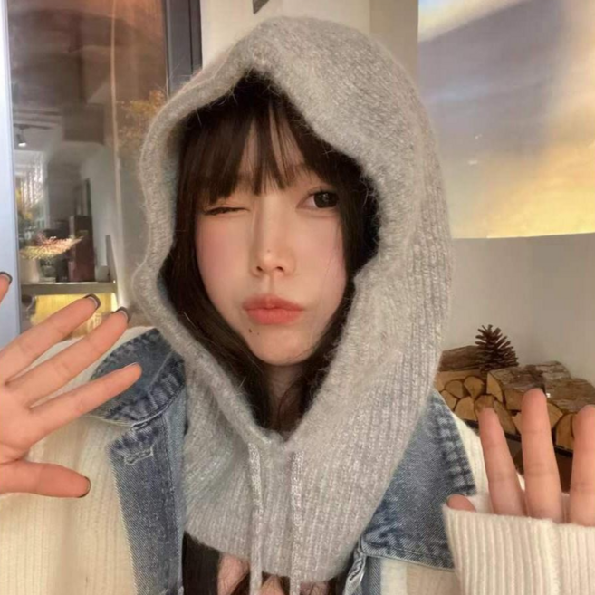 앙고라 바라클라바 니트 후드 넥 워머 커플 모자 519