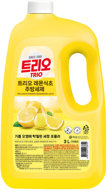 트리오 레몬식초 주방세제, 3L, 1개